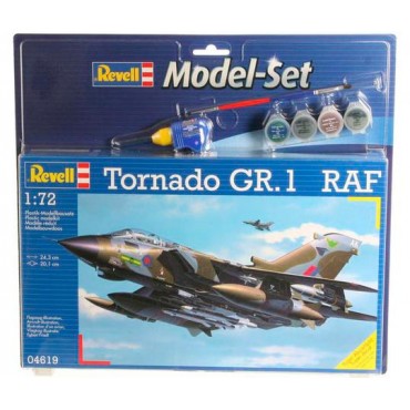 KIT PARA MONTAR REVELL MODEL SET AVIÃO TORNADO GR.1 RAF 1/72 198 PEÇAS COMPLETO COM TINTAS COLA E PINCEL REV 64619